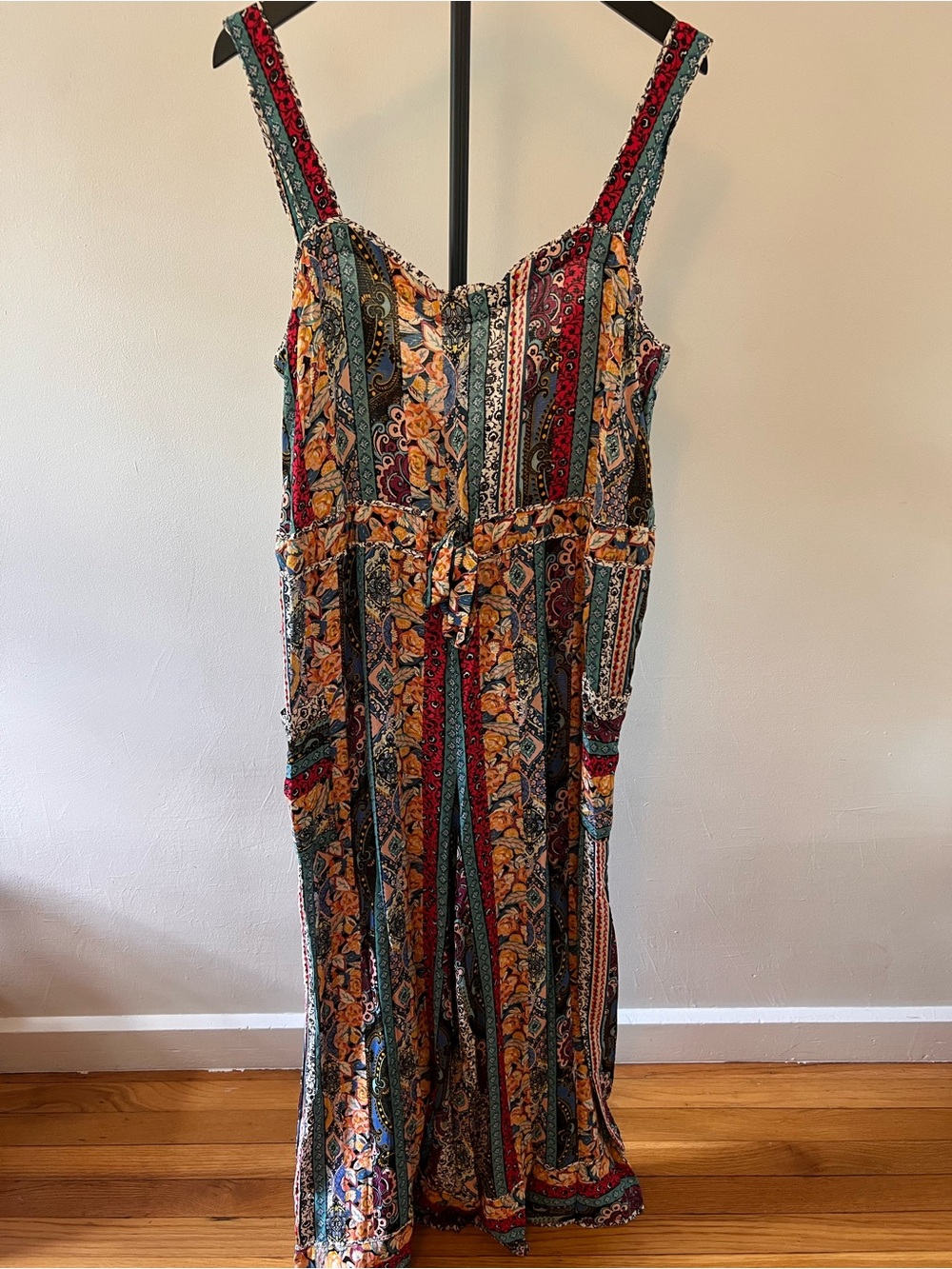 Anthropologie Boho Wide Leg Jumpsuit Floral Paisley Print